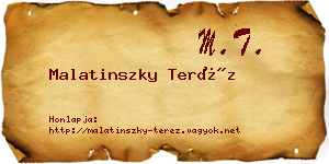 Malatinszky Teréz névjegykártya
